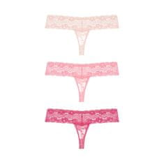 PantyRebel Underneath Rose Thongs Set 3ks (Pink), komplet tanga s květinovým vzorem S/M