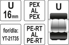 YATO Náhradní čelisti k lisovacím kleštím YT-21735 typ U 16mm