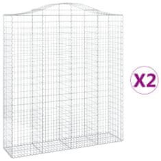 Greatstore Klenuté gabionové koše 2 ks 200x50x220/240cm pozinkované železo