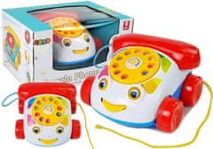 Lean-toys Tahací Telefon Na Kolečkách Se Sluchátkem Na Baterie Pro Miminko