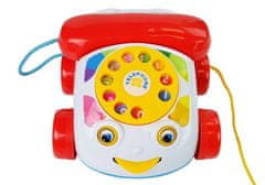 Lean-toys Tahací Telefon Na Kolečkách Se Sluchátkem Na Baterie Pro Miminko