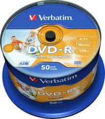 Verbatim DVD-R 4,7GB/ 16x/ Injekt printable Non ID/ 50pack/ spindle