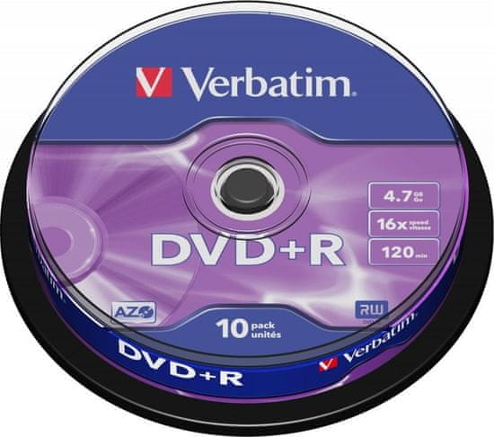 Verbatim DVD+R(10-Pack)Spindl/MattSlvr/16x/4.7GB