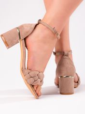 Amiatex Trendy sandály dámské hnědé na širokém podpatku, odstíny hnědé a béžové, 39