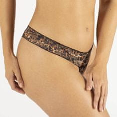 PantyRebel Underneath Gigi Crotchless Thong (Black), leopardí tanga s otevřeným rozkrokem S/M