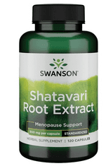 Swanson Shatavari Root Extract Standardized (standardizovaný extrakt Chřest hroznovitý kořen), 500 mg, 120 kapslí - EXPIRACE 8/23