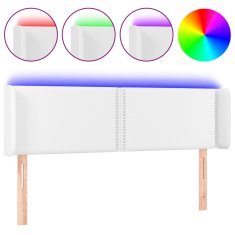 Greatstore Čelo postele s LED bílé 147 x 16 x 78/88 cm umělá kůže