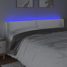 Greatstore Čelo postele s LED bílé 163 x 16 x 78/88 cm umělá kůže