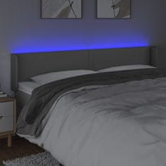 Greatstore Čelo postele s LED šedé 183 x 16 x 78/88 cm umělá kůže