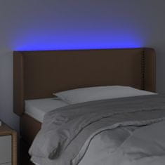 Greatstore Čelo postele s LED hnědé 103 x 16 x 78/88 cm umělá kůže