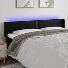 Greatstore Čelo postele s LED černé 183 x 16 x 78/88 cm umělá kůže