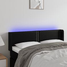 Greatstore Čelo postele s LED černé 147 x 16 x 78/88 cm umělá kůže