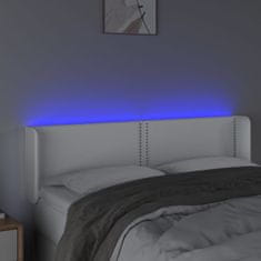 Greatstore Čelo postele s LED bílé 147 x 16 x 78/88 cm umělá kůže