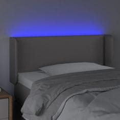 Greatstore Čelo postele s LED šedé 93 x 16 x 78/88 cm umělá kůže