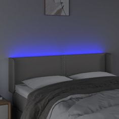 Greatstore Čelo postele s LED šedé 147 x 16 x 78/88 cm umělá kůže