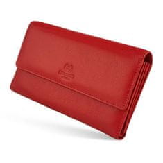 PAOLO PERUZZI Klasická velká dámská peněženka Červená přírodní kůže