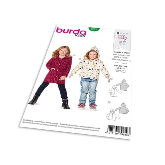 Burda Střih Burda 9289 - Dětský kabát s kapucí