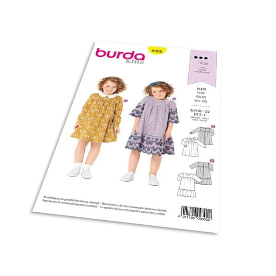 Burda Střih Burda 9305 - Dětské nabírané áčkové šaty