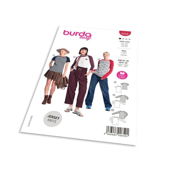 Burda Střih Burda 6028 - Tričko s kontrastními rukávy