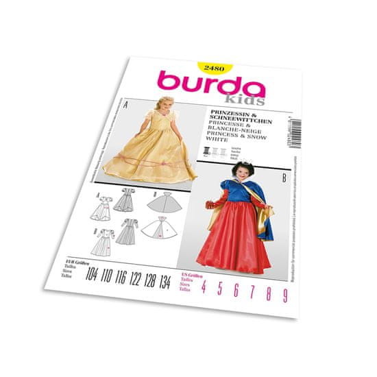 Burda Střih Burda 2480 - Šaty pro princeznu, Sněhurka