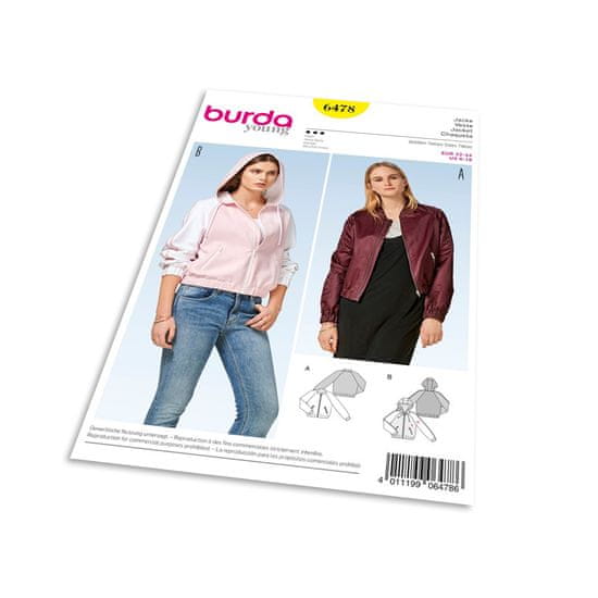 Burda Střih Burda 6478 - Bomber, bunda s kapucí