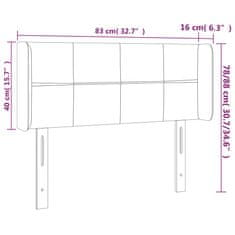 Greatstore Čelo postele s LED světle šedé 83 x 16 x 78/88 cm samet