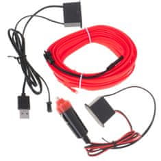 Aga LED ambientní osvětlení do auta / auto USB / 12V páska 5m červená