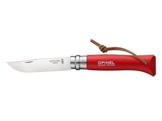 Opinel Nůž Colorama 08 Red+ Kožený Pásek+pouzdro