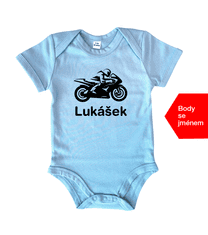 Hobbytriko Dětské body se jménem - Motorka Barva: Žlutá, Velikost: 0-3 m, Délka rukávu: Krátký rukáv