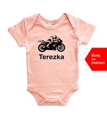 Hobbytriko Dětské body se jménem - Motorka Barva: Žlutá, Velikost: 0-3 m, Délka rukávu: Krátký rukáv