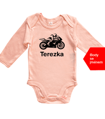 Hobbytriko Dětské body se jménem - Motorka Barva: Žlutá, Velikost: 0-3 m, Délka rukávu: Krátký rukáv