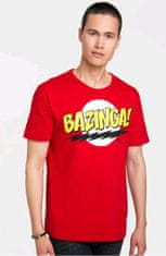 CurePink Pánské tričko Big Bang Theory|Teorie velkého třesku: Bazinga (2XL) červené bavlna