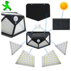WOWO Solární LED Lampa s Pohybovým a Soumrakovým Senzorem, 100 Diód