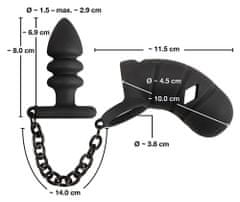 Black Velvets Black Velvets Cock Cage + Butt Plug (Black), pás cudnosti anal lock