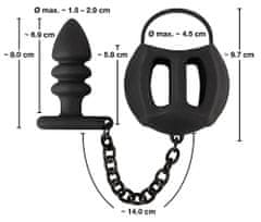 Black Velvets Black Velvets Balls Cage + Butt Plug (Black), návlek na varlata anal lock