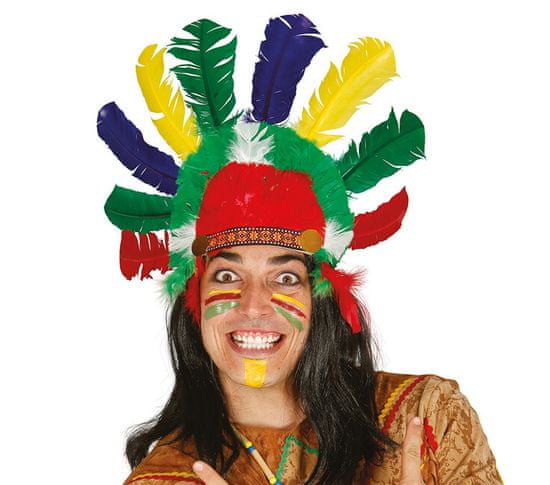 Guirca Indiánský čelenkas barevným peřím
