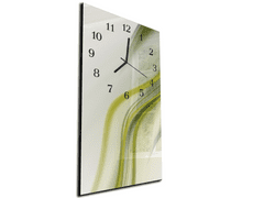 Glasdekor Nástěnné hodiny 30x60cm přírodně zelená vlna - Materiál: kalené sklo