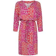 krepové béžovo růžové šaty s páskem Velikost: L