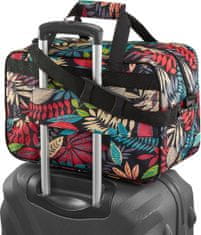 Letecká cestovní/víkendová taška s květinovým vzorem, dámská , 40x20x25 cm, ryanair, wizzair, upevnění na kufr, s nastavitelným ramenním popruhem, prostorná cestovní taška, USB port s kabelem/ ZG767
