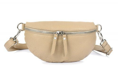 Vera Pelle B68 Dámská kožená crossbody kabelka béžová