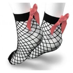 eCa Síťované kotníkové ponožky s mašlí růžové