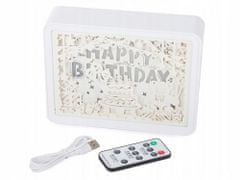 Verk 24186 LED tabule s podsvícením Happy Birthday s dálkovým ovládačem