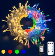 KIK KX5234 Vánoční osvětlení 100 LED, teplá bílá, mulicolor, dálkové ovládání 10m