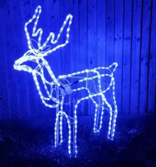 Foxter Vánoční LED Sob s pohyblivou hlavou, 130 cm modrá