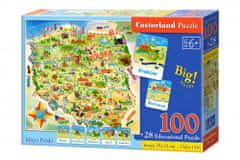 Castorland Puzzle Vzdělávací mapa Polsko 100 dílků + 28 naučných dílů