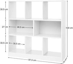 Songmics Knihovna velká bílá 98x100 cm