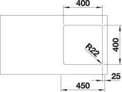 Blanco ANDANO 400-U dřez pod desku hedvábný lesk nerez 522 959 - Blanco