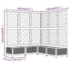 Vidaxl Zahradní truhlík s treláží bílý 120 x 120 x 121,5 cm PP