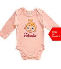 Hobbytriko Dětské body se jménem - Holčička Barva: Světle růžová, Velikost: 6-12 m, Délka rukávu: Krátký rukáv