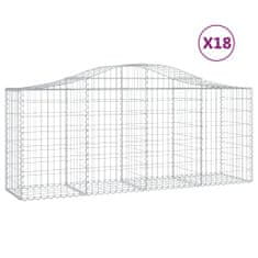 Vidaxl Klenuté gabionové koše 18ks 200x50x80/100 cm pozinkované železo